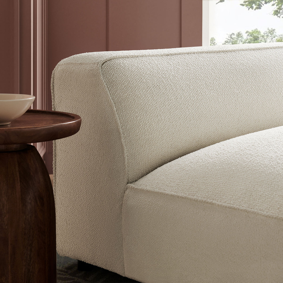Auren Lattice Bouclé Upholstered Modular Armless Chair - Cream