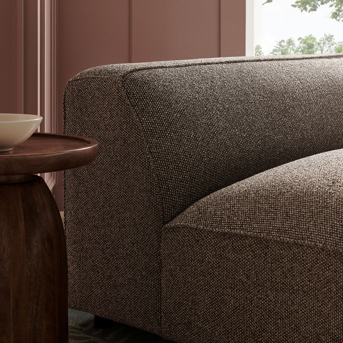 Auren Lattice Bouclé Upholstered Modular Armless Chair - Earth