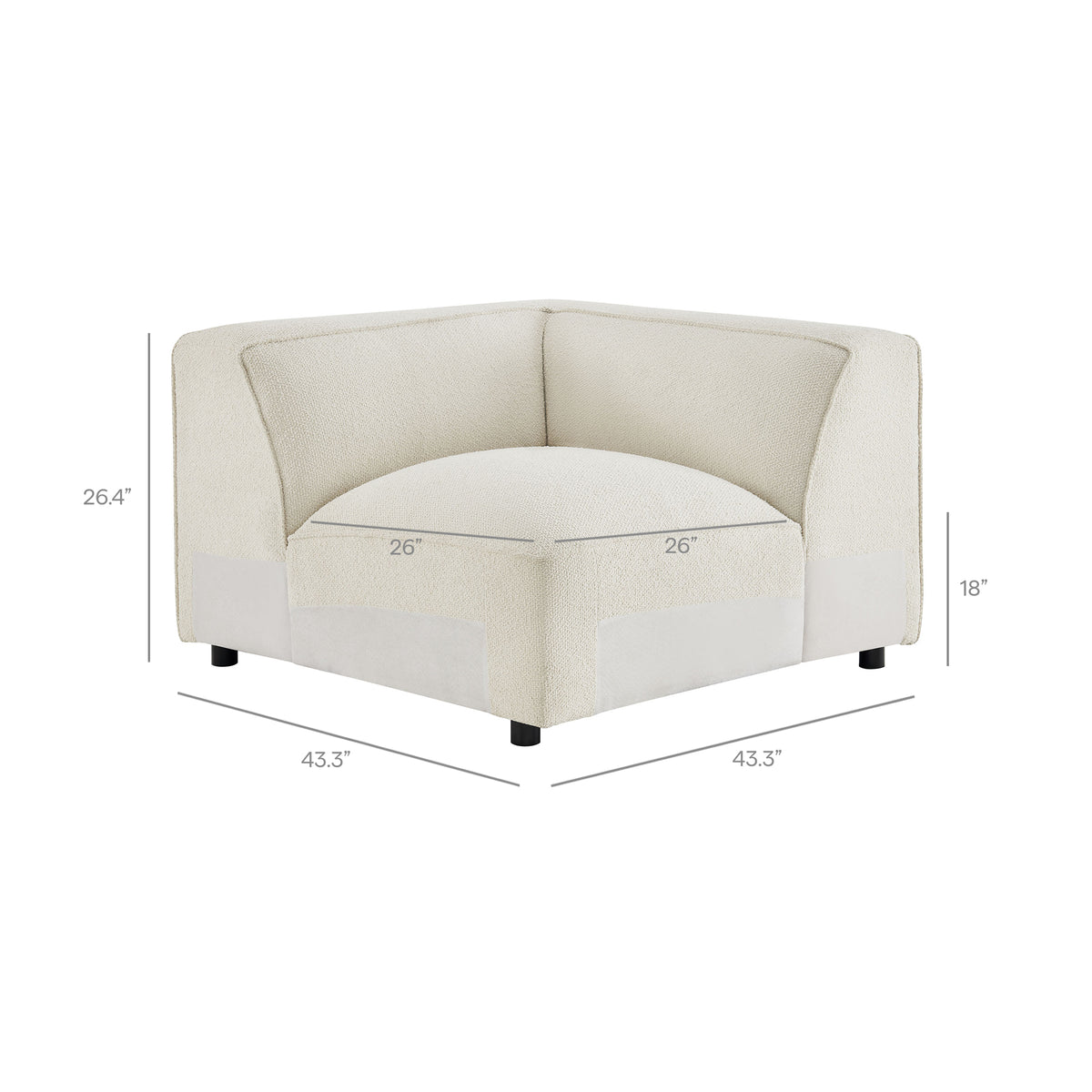 Auren Lattice Bouclé Upholstered Modular Corner Chair - Cream