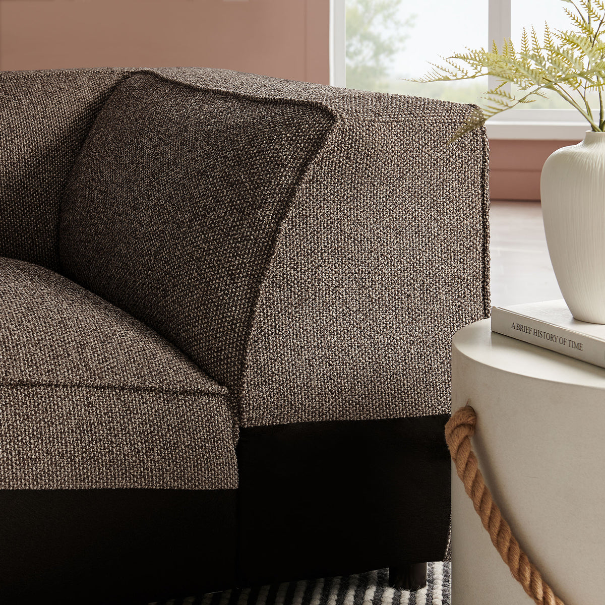 Auren Lattice Bouclé Upholstered Modular Corner Chair - Earth