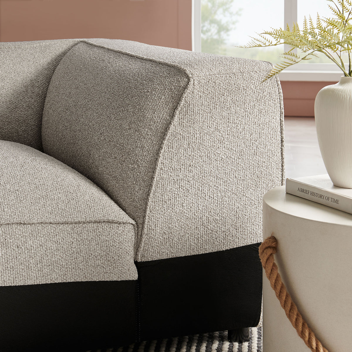 Auren Lattice Bouclé Upholstered Modular Corner Chair - Fog