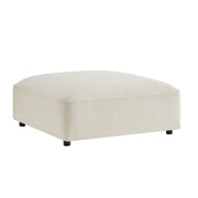 Auren Lattice Bouclé Upholstered Ottoman - Cream