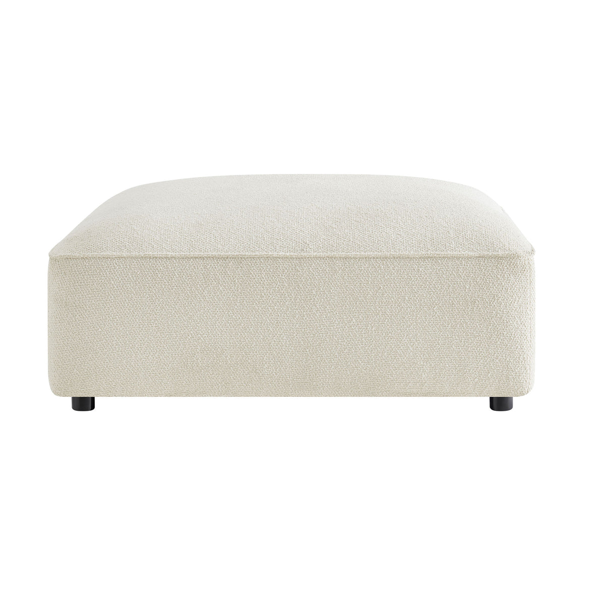 Auren Lattice Bouclé Upholstered Ottoman - Cream