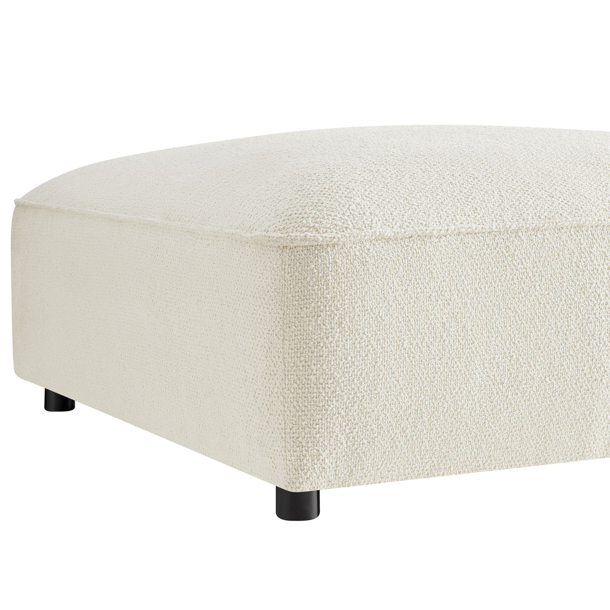 Auren Lattice Bouclé Upholstered Ottoman - Cream