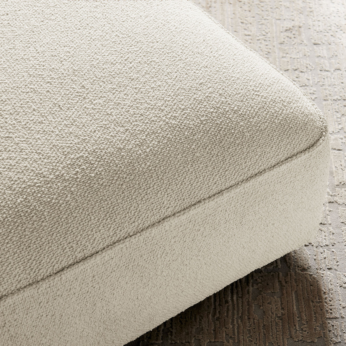 Auren Lattice Bouclé Upholstered Ottoman - Cream