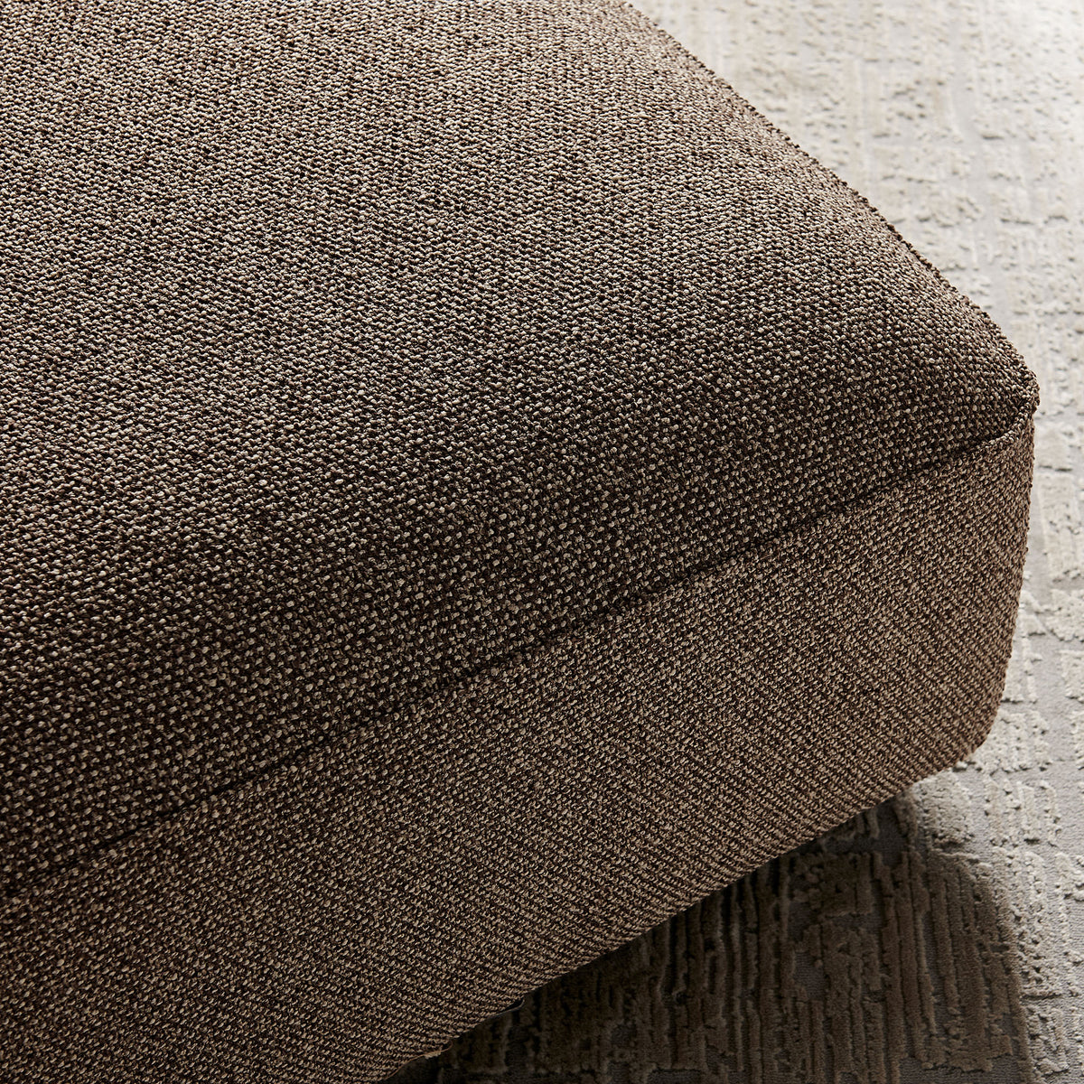 Auren Lattice Bouclé Upholstered Ottoman - Earth