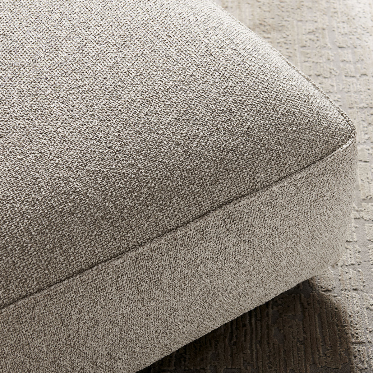 Auren Lattice Bouclé Upholstered Ottoman - Fog