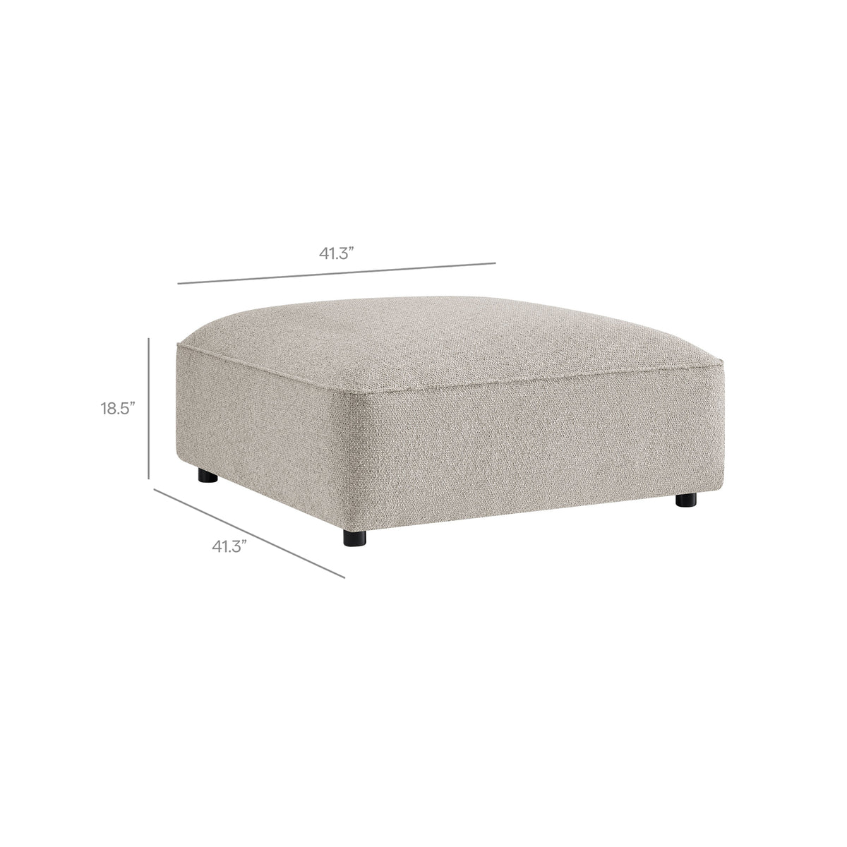 Auren Lattice Bouclé Upholstered Ottoman - Fog
