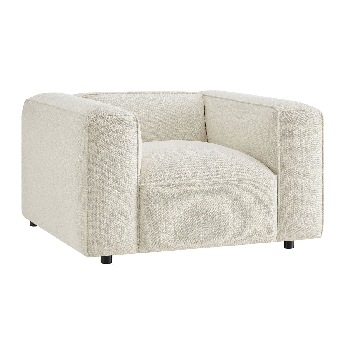 Auren Lattice Bouclé Upholstered Accent Chair - Cream
