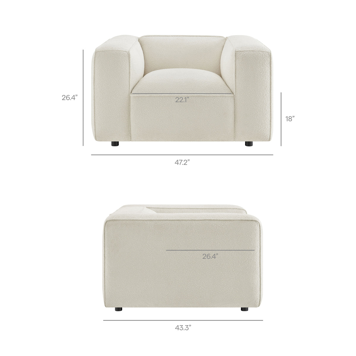 Auren Lattice Bouclé Upholstered Accent Chair - Cream