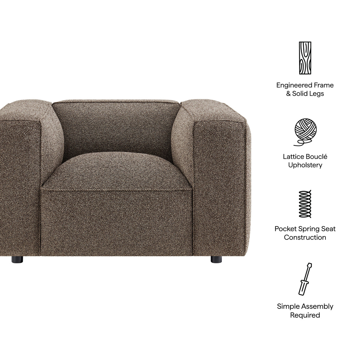 Auren Lattice Bouclé Upholstered Accent Chair - Earth