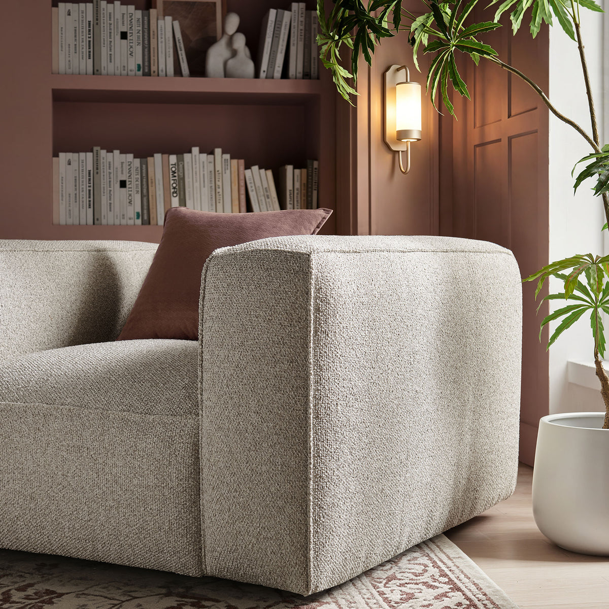 Auren Lattice Bouclé Upholstered Accent Chair - Fog