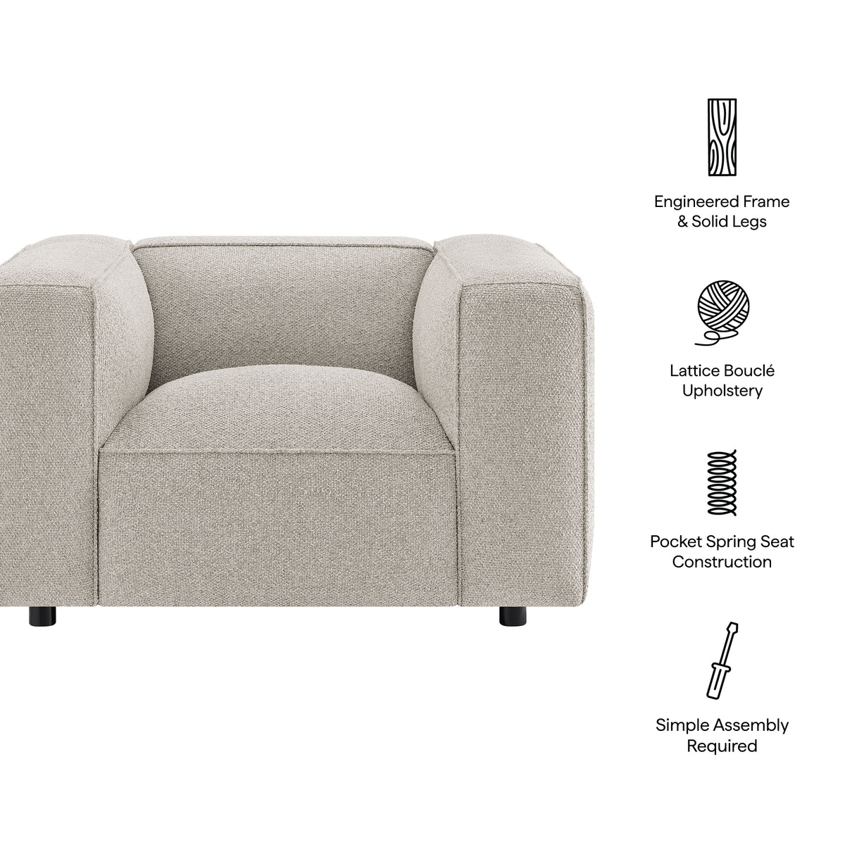 Auren Lattice Bouclé Upholstered Accent Chair - Fog