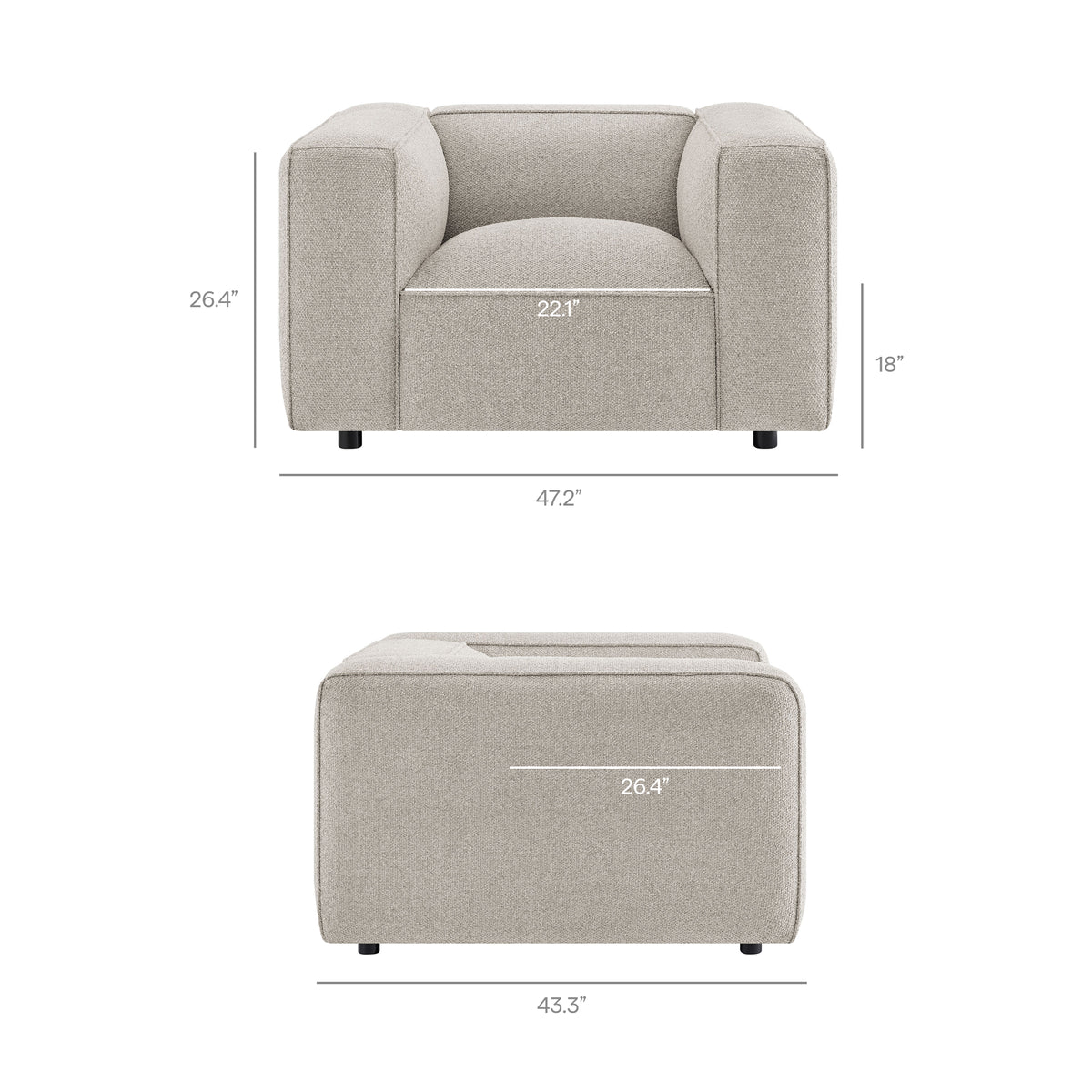 Auren Lattice Bouclé Upholstered Accent Chair - Fog