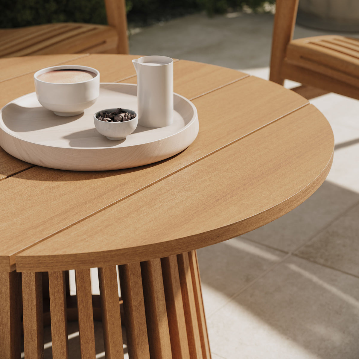 Lane 31 Inch Round Outdoor Patio Teak Wood Coffee Table - Natural