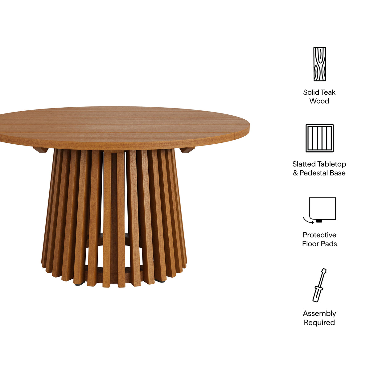 Lane 31 Inch Round Outdoor Patio Teak Wood Coffee Table - Natural