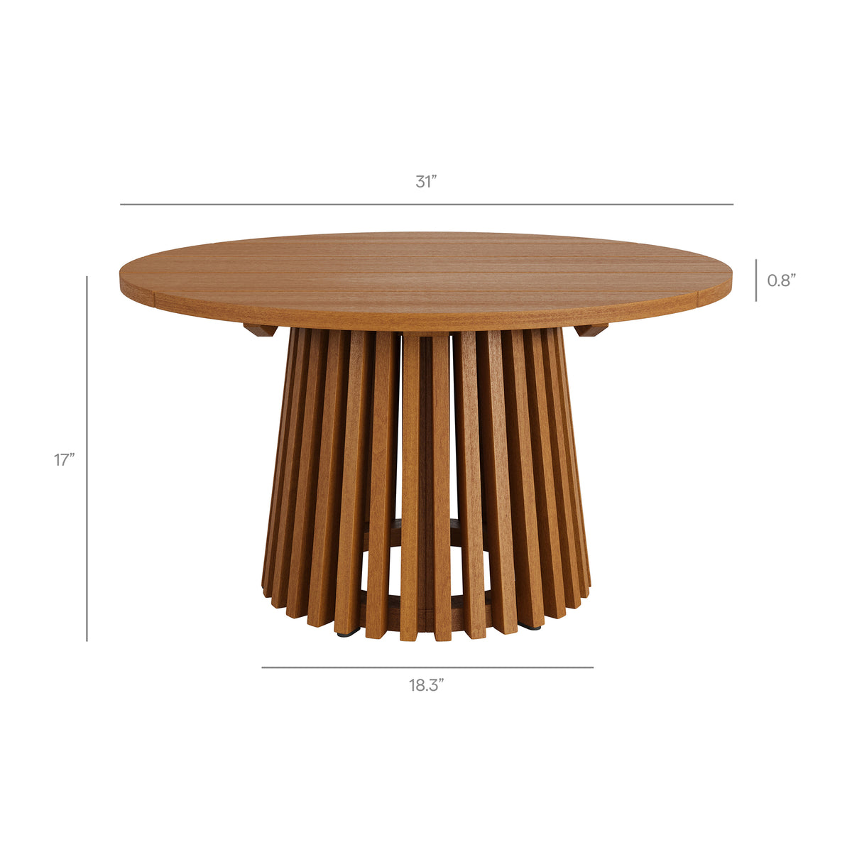 Lane 31 Inch Round Outdoor Patio Teak Wood Coffee Table - Natural
