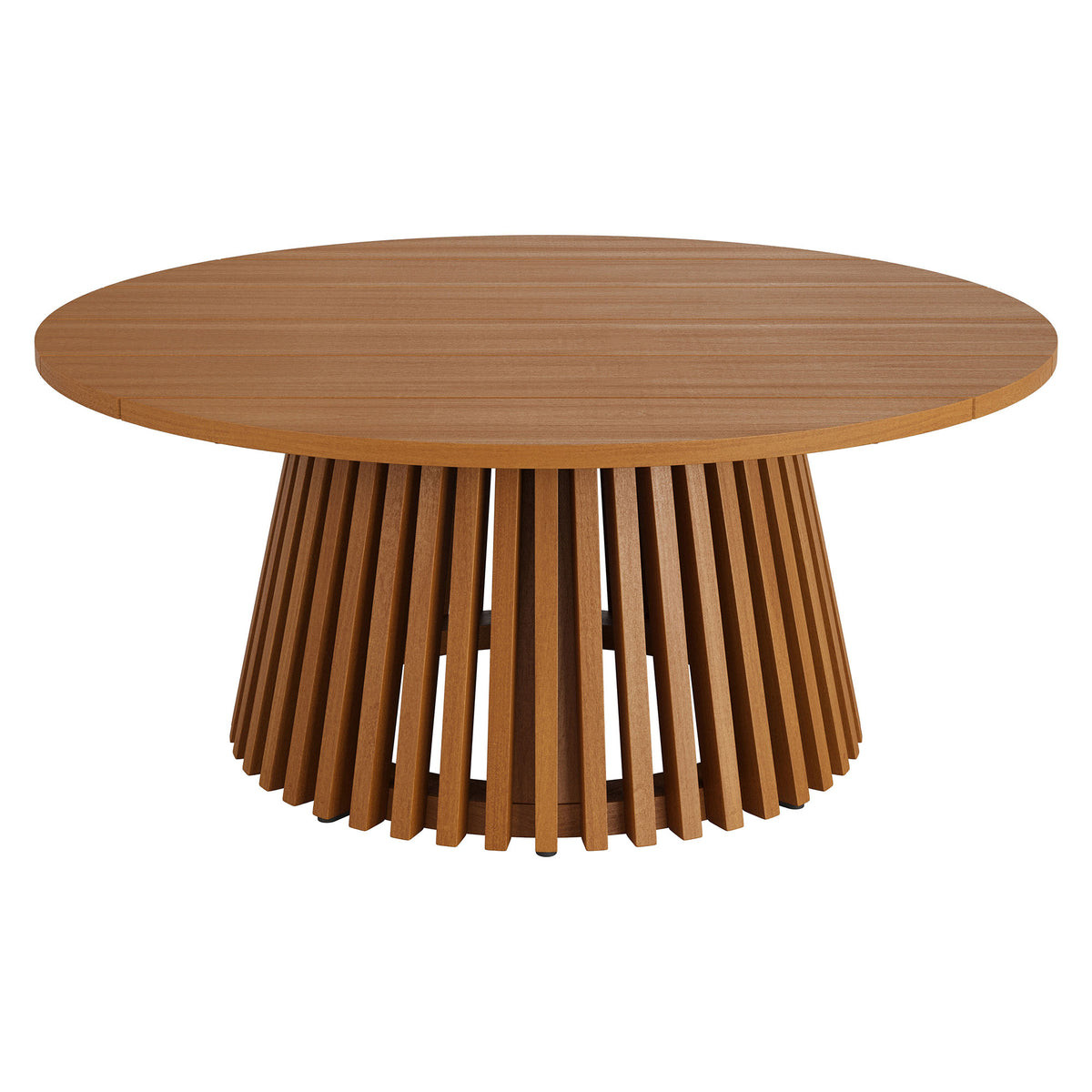 Lane 39 Inch Round Outdoor Patio Teak Wood Coffee Table - Natural