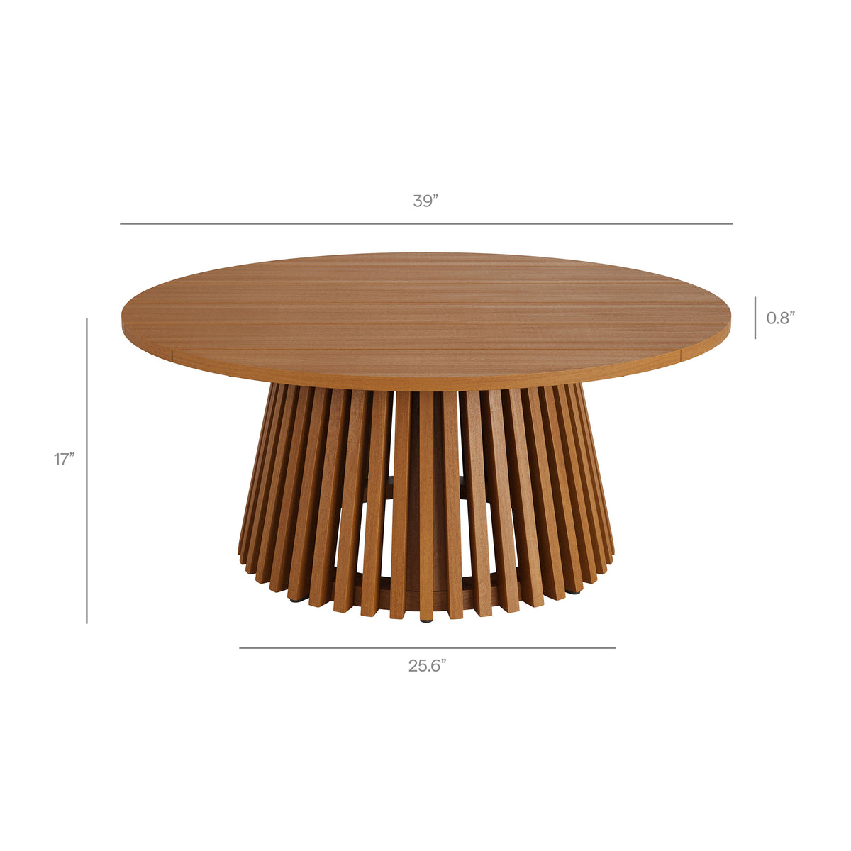 Lane 39 Inch Round Outdoor Patio Teak Wood Coffee Table - Natural