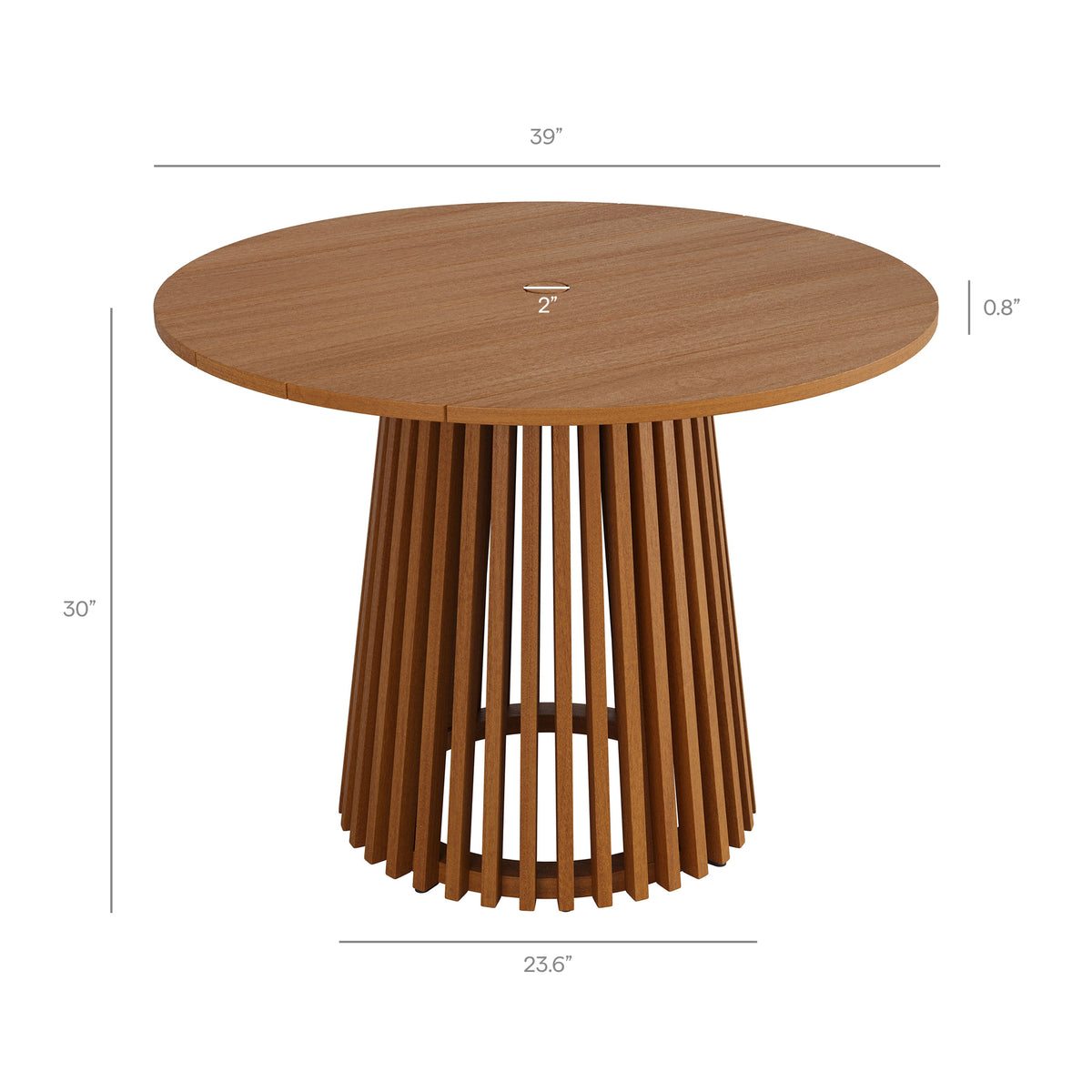 Lane 39 Inch Round Outdoor Patio Teak Wood Dining Table - Natural