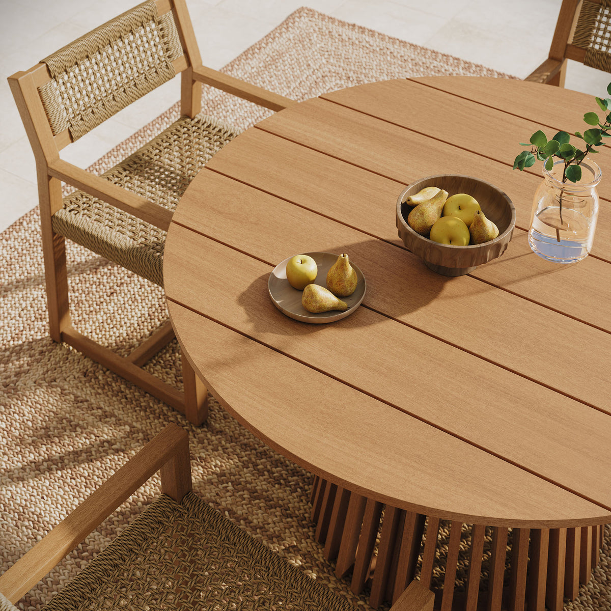 Lane 47 Inch Round Outdoor Patio Teak Wood Dining Table - Natural