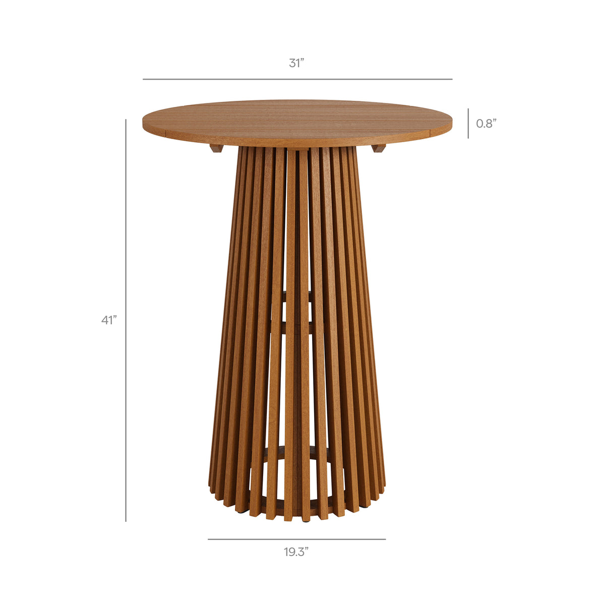 Lane 31 Inch Round Outdoor Patio Teak Wood Bar Table - Natural