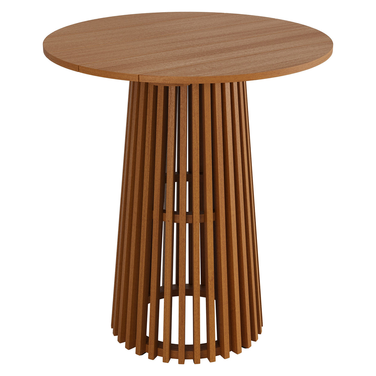 Lane 35 Inch Round Outdoor Patio Teak Wood Bar Table - Natural