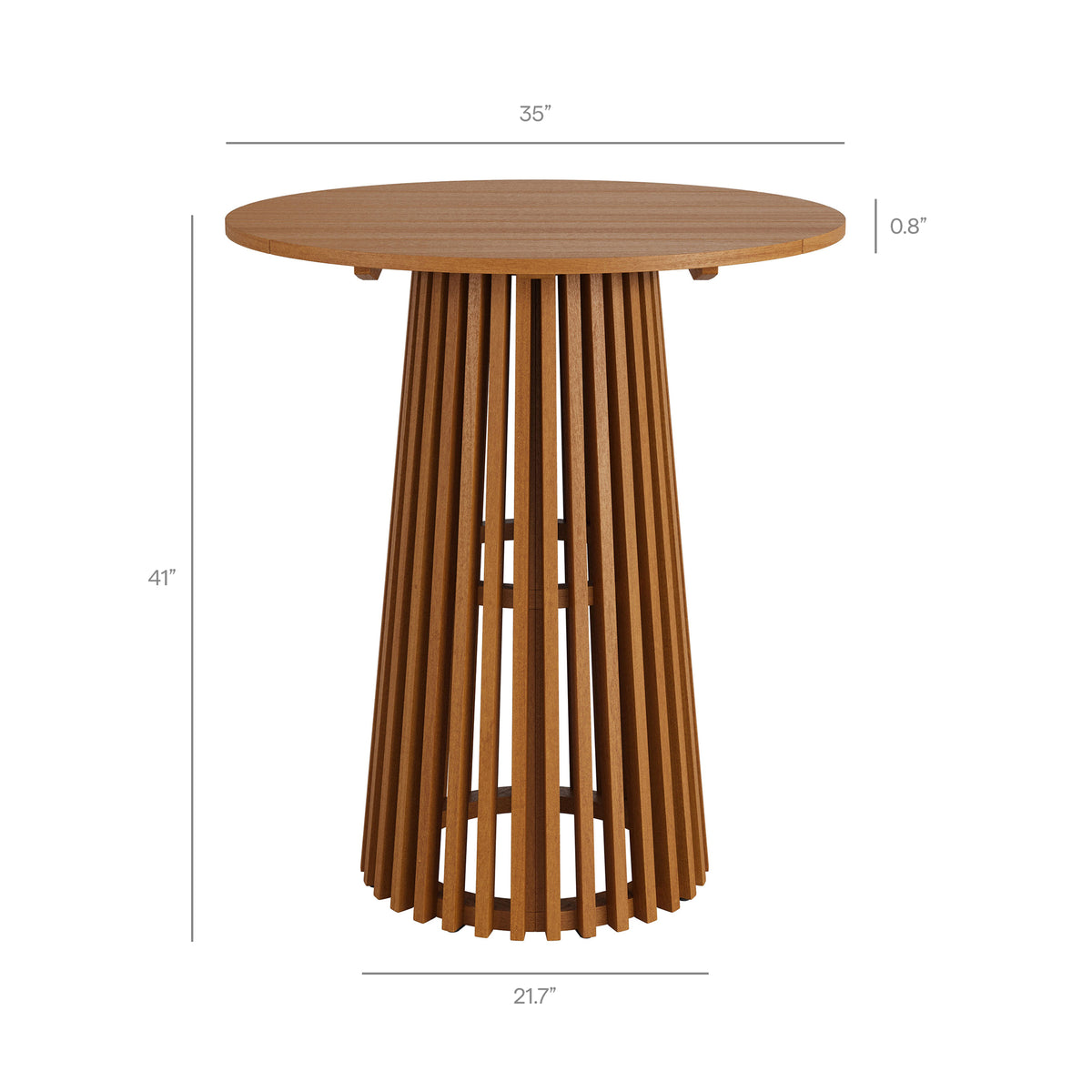 Lane 35 Inch Round Outdoor Patio Teak Wood Bar Table - Natural
