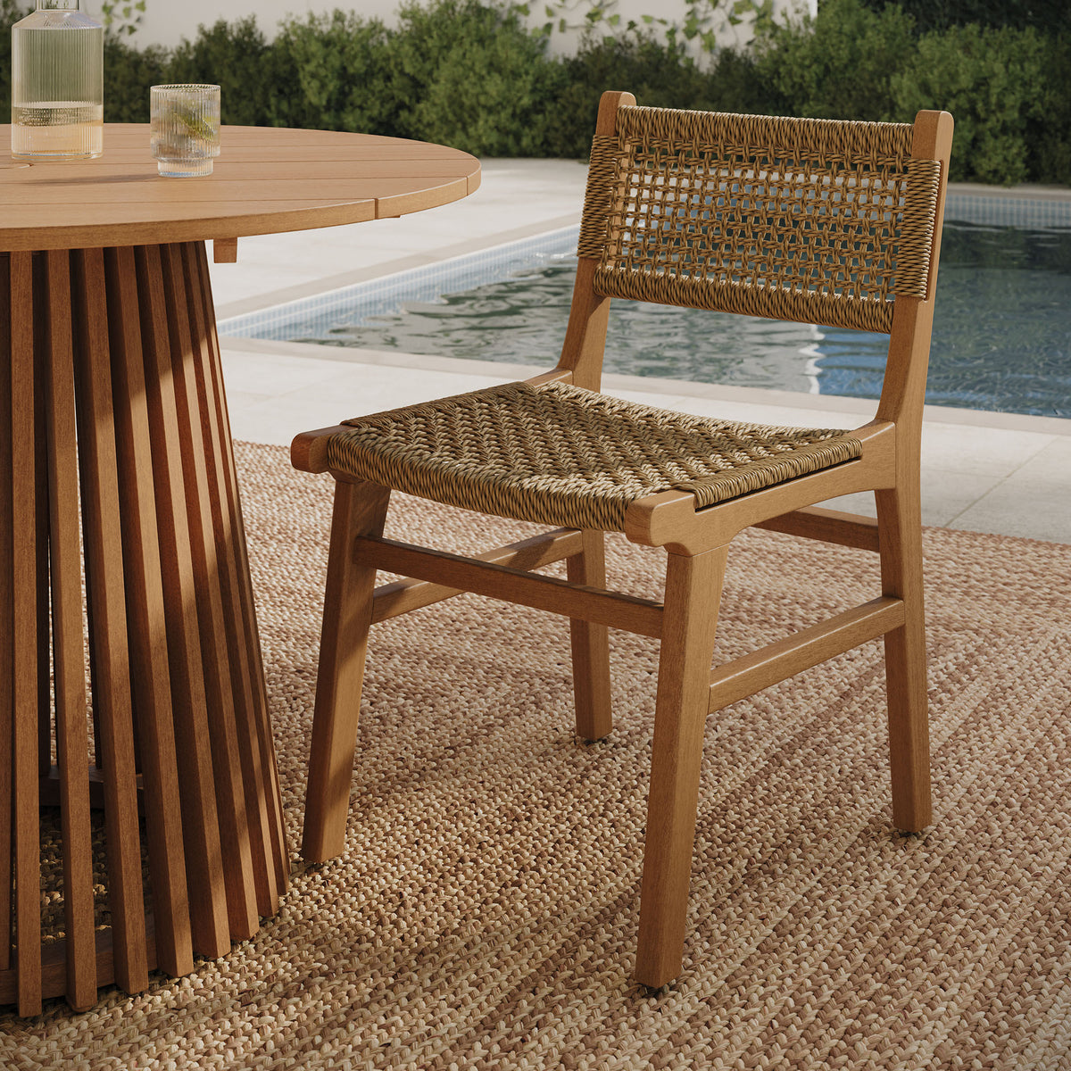 Rowe Outdoor Patio Teak Wood Dining Chair - Natural