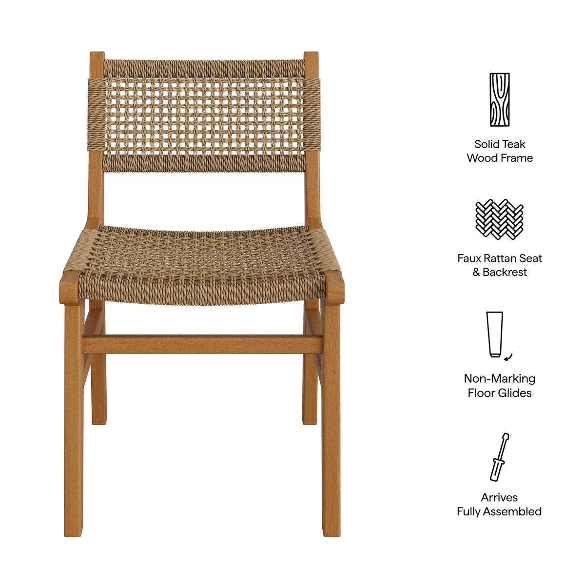Rowe Outdoor Patio Teak Wood Dining Chair - Natural