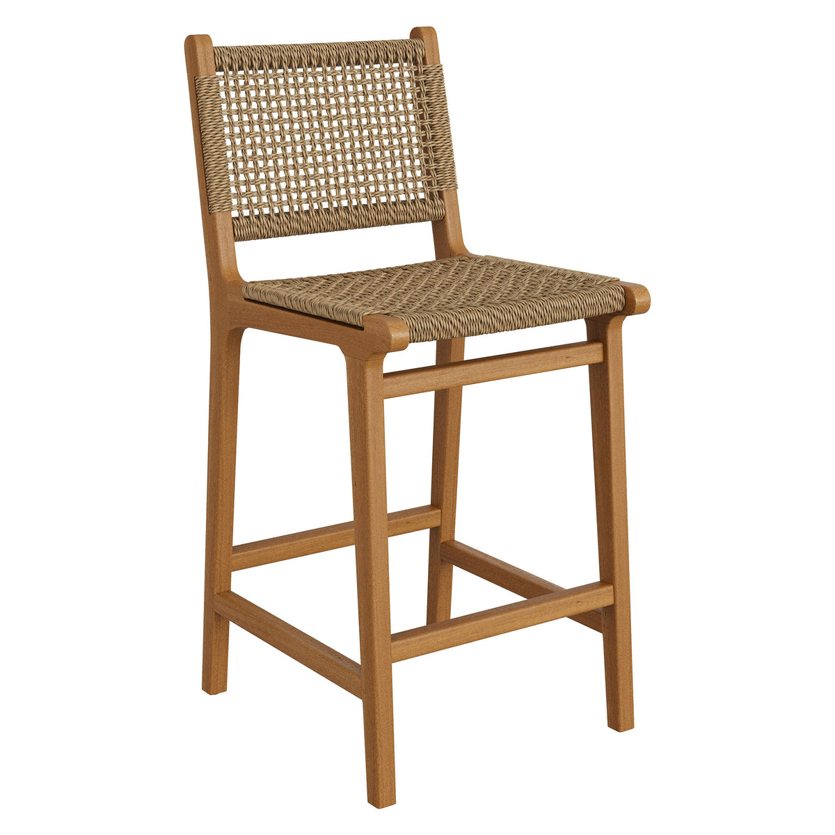 Rowe Outdoor Patio Teak Wood Counter Chairs Set of 2 - Natural