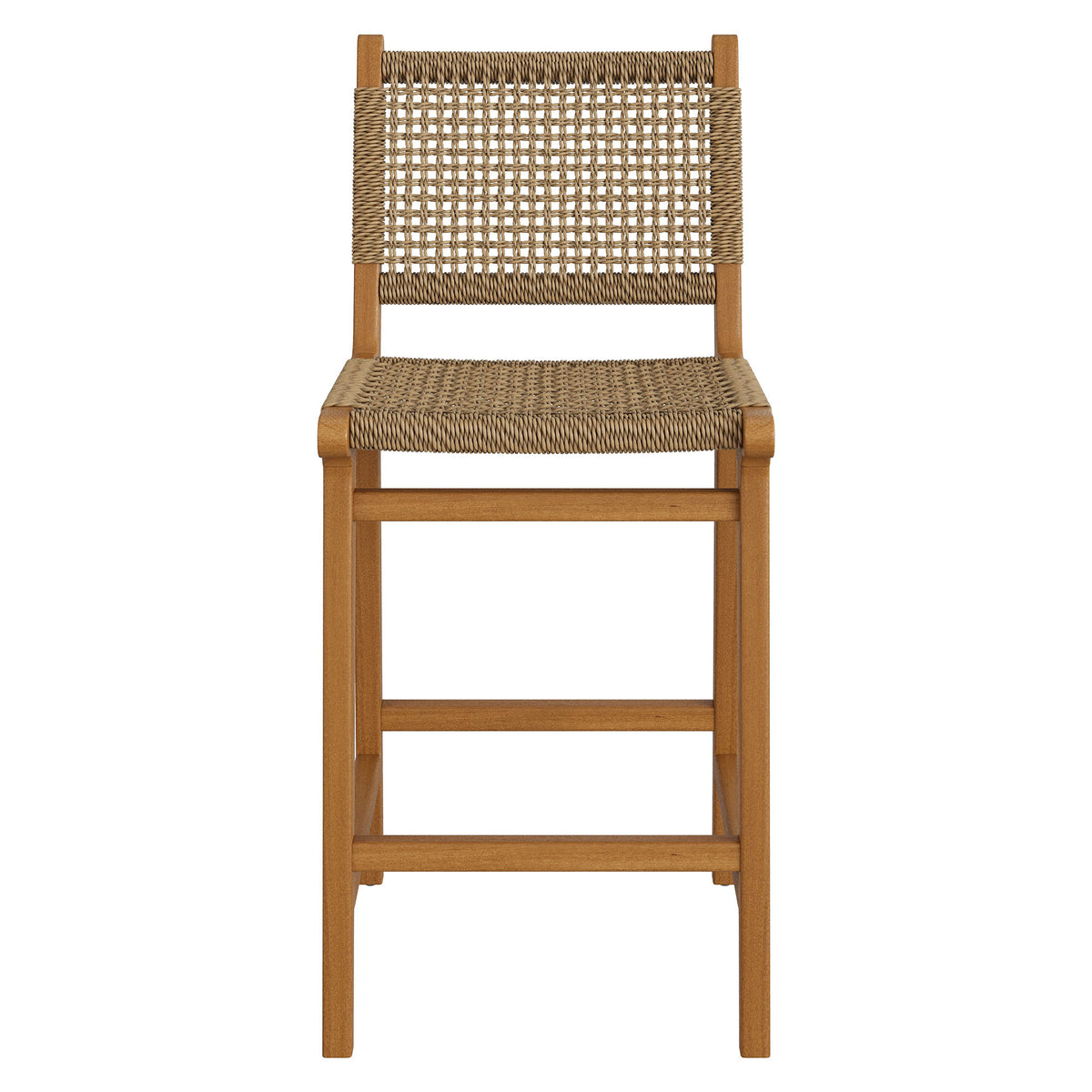 Rowe Outdoor Patio Teak Wood Counter Chairs Set of 2 - Natural