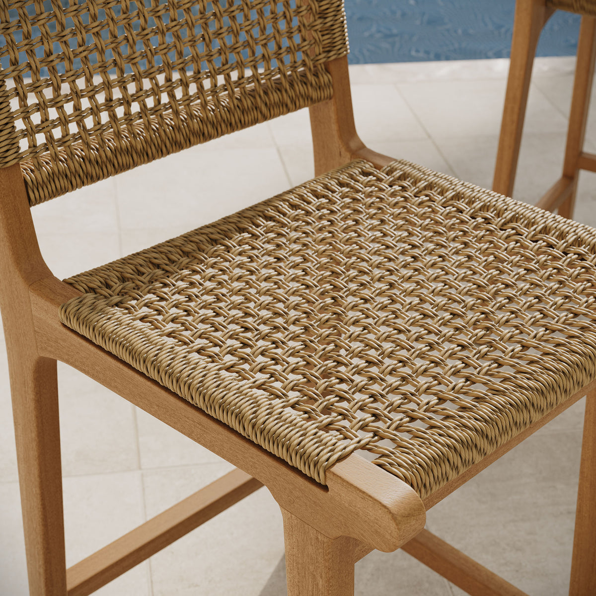 Rowe Outdoor Patio Teak Wood Counter Chairs Set of 2 - Natural