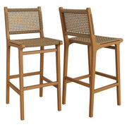 Rowe Outdoor Patio Teak Wood Bar Chairs Set of 2 - Natural