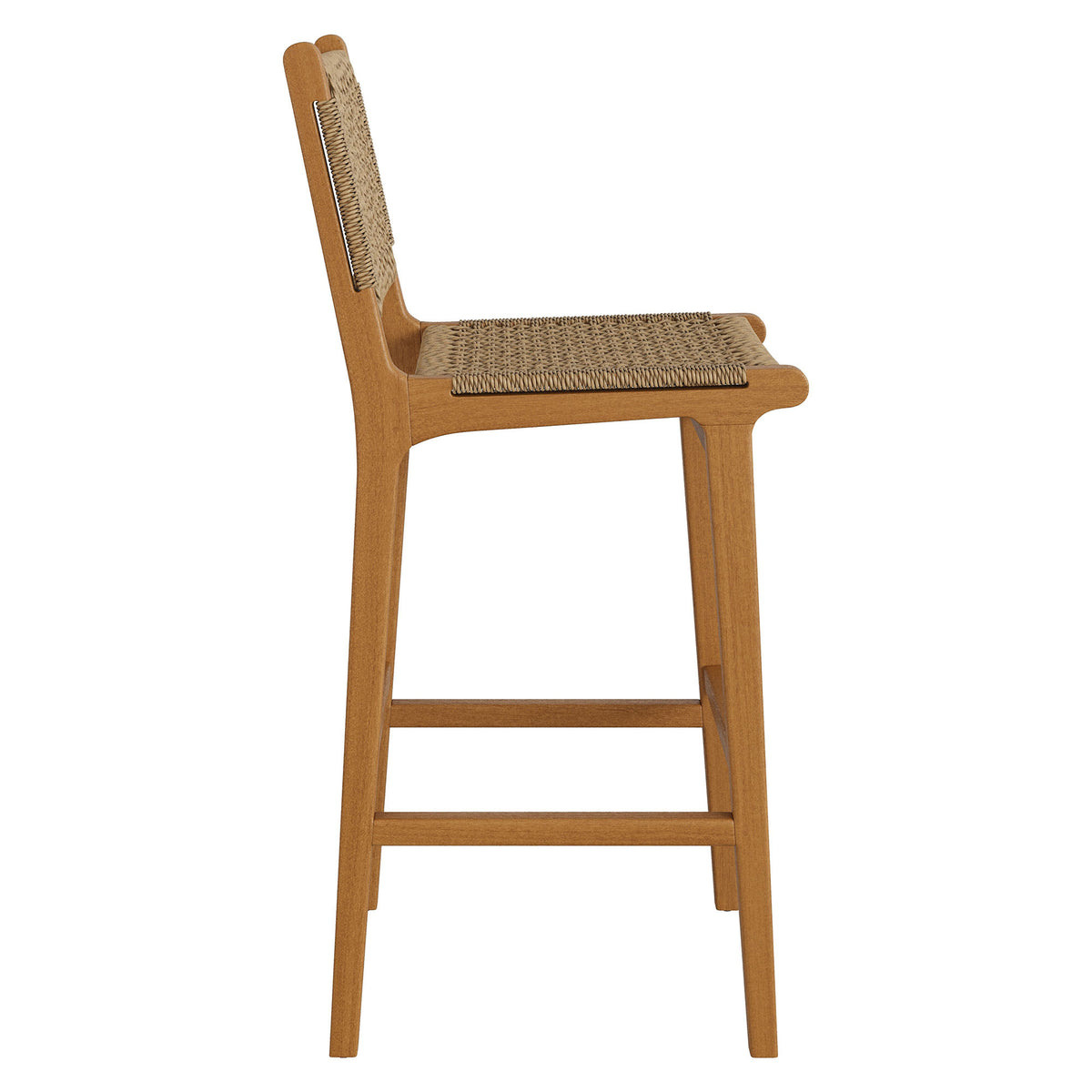 Rowe Outdoor Patio Teak Wood Bar Chairs Set of 2 - Natural