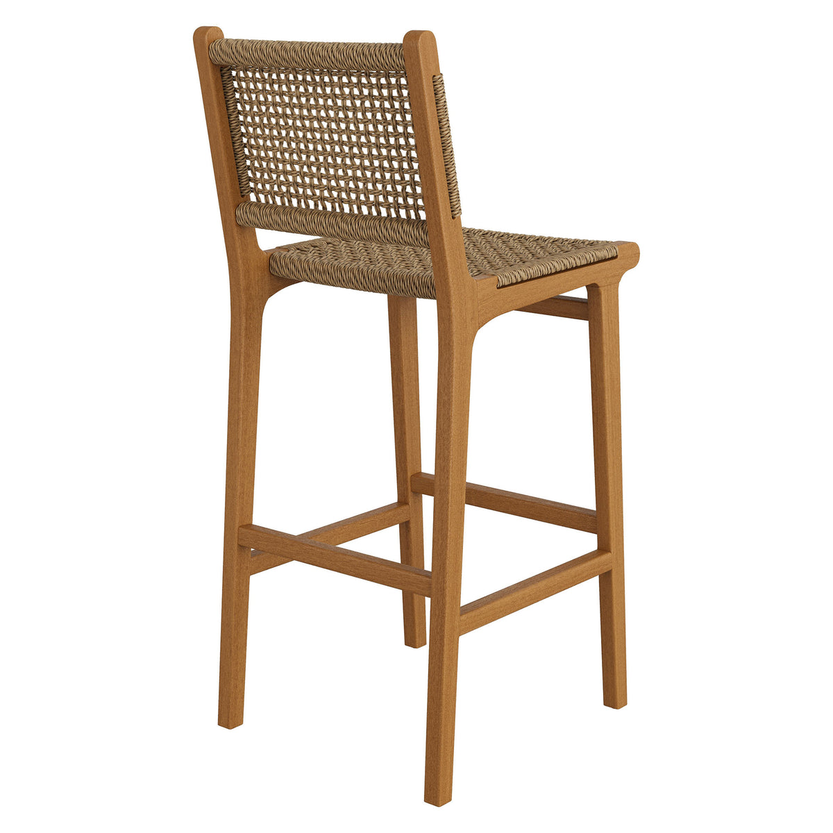 Rowe Outdoor Patio Teak Wood Bar Chairs Set of 2 - Natural