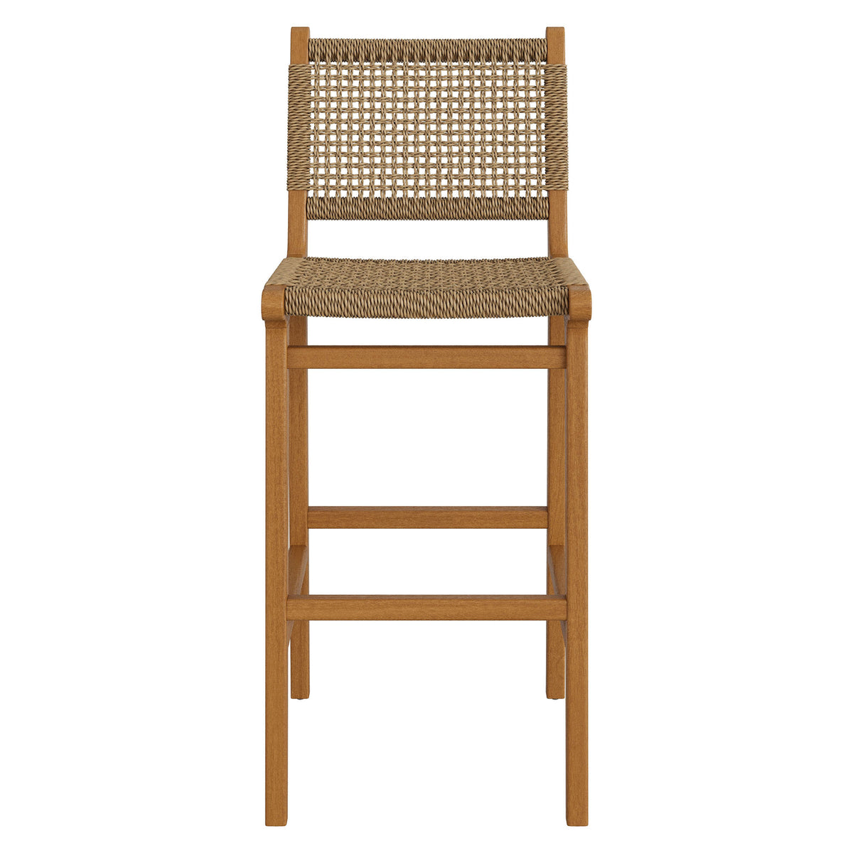 Rowe Outdoor Patio Teak Wood Bar Chairs Set of 2 - Natural