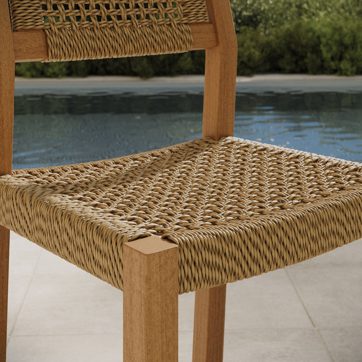 Reed 40 Inch Outdoor Patio Outdoor Teak Wood Counter Stool - Natural