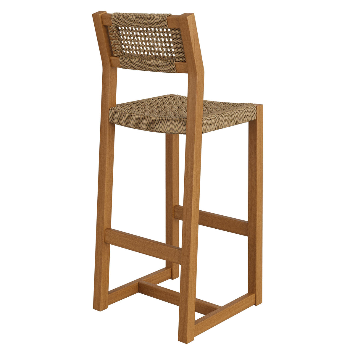 Reed 44 Inch Outdoor Patio Outdoor Teak Wood Rattan Bar Stool - Natural