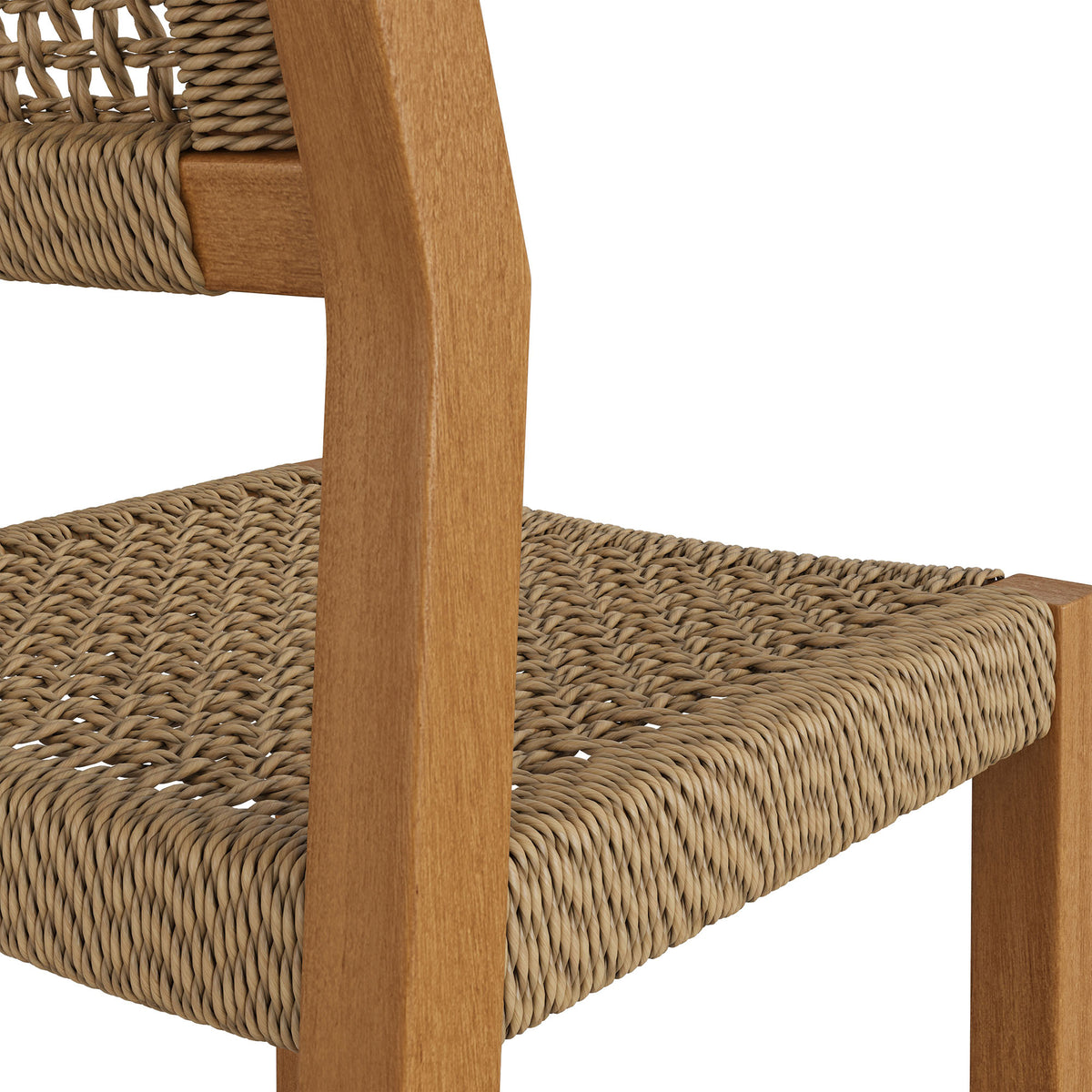 Reed 44 Inch Outdoor Patio Outdoor Teak Wood Rattan Bar Stool - Natural