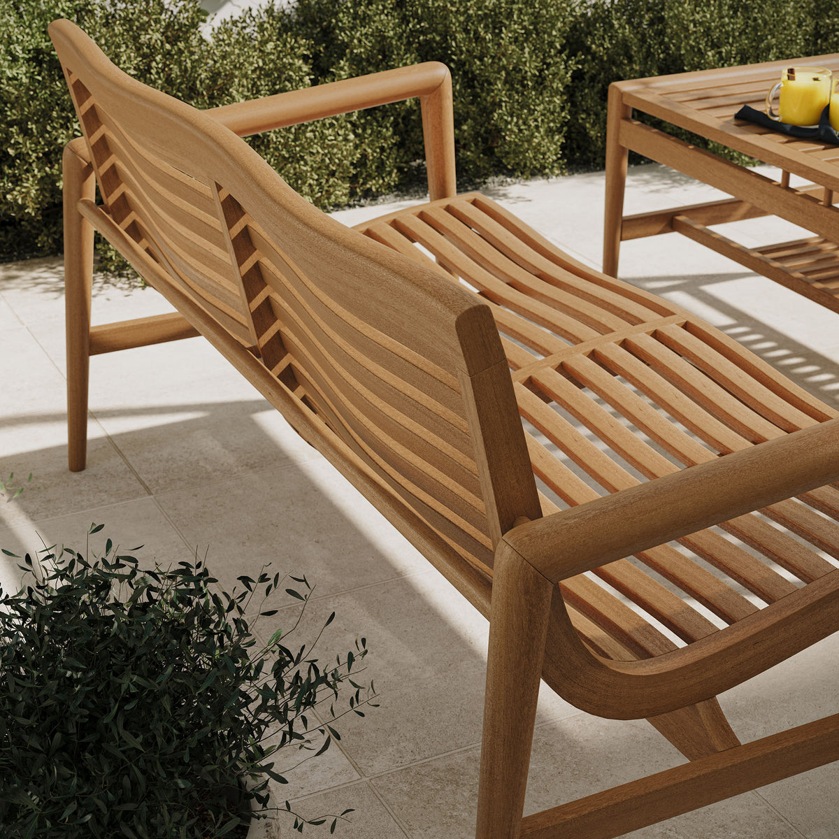Hayden 56 Inch Outdoor Patio Teak Wood Loveseat - Natural