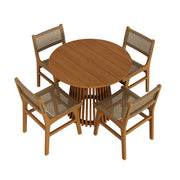 Rowe 5-Piece Outdoor Patio Teak Wood Dining Set - Natural