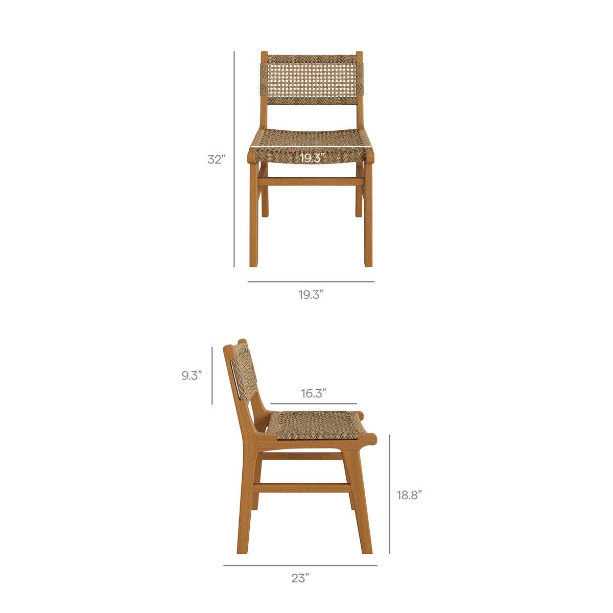 Rowe 5-Piece Outdoor Patio Teak Wood Dining Set - Natural