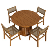 Rowe 5-Piece Outdoor Patio Teak Wood Dining Set - Natural