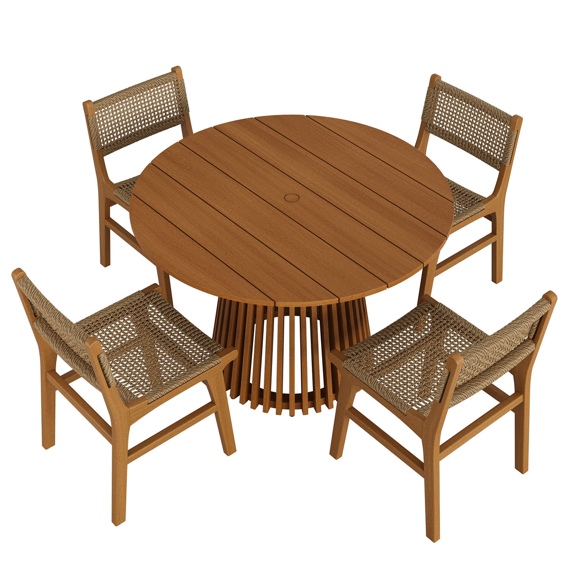Rowe 5-Piece Outdoor Patio Teak Wood Dining Set - Natural