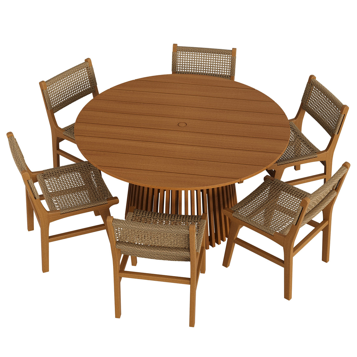 Rowe 7-Piece Outdoor Patio Teak Wood Dining Set - Natural