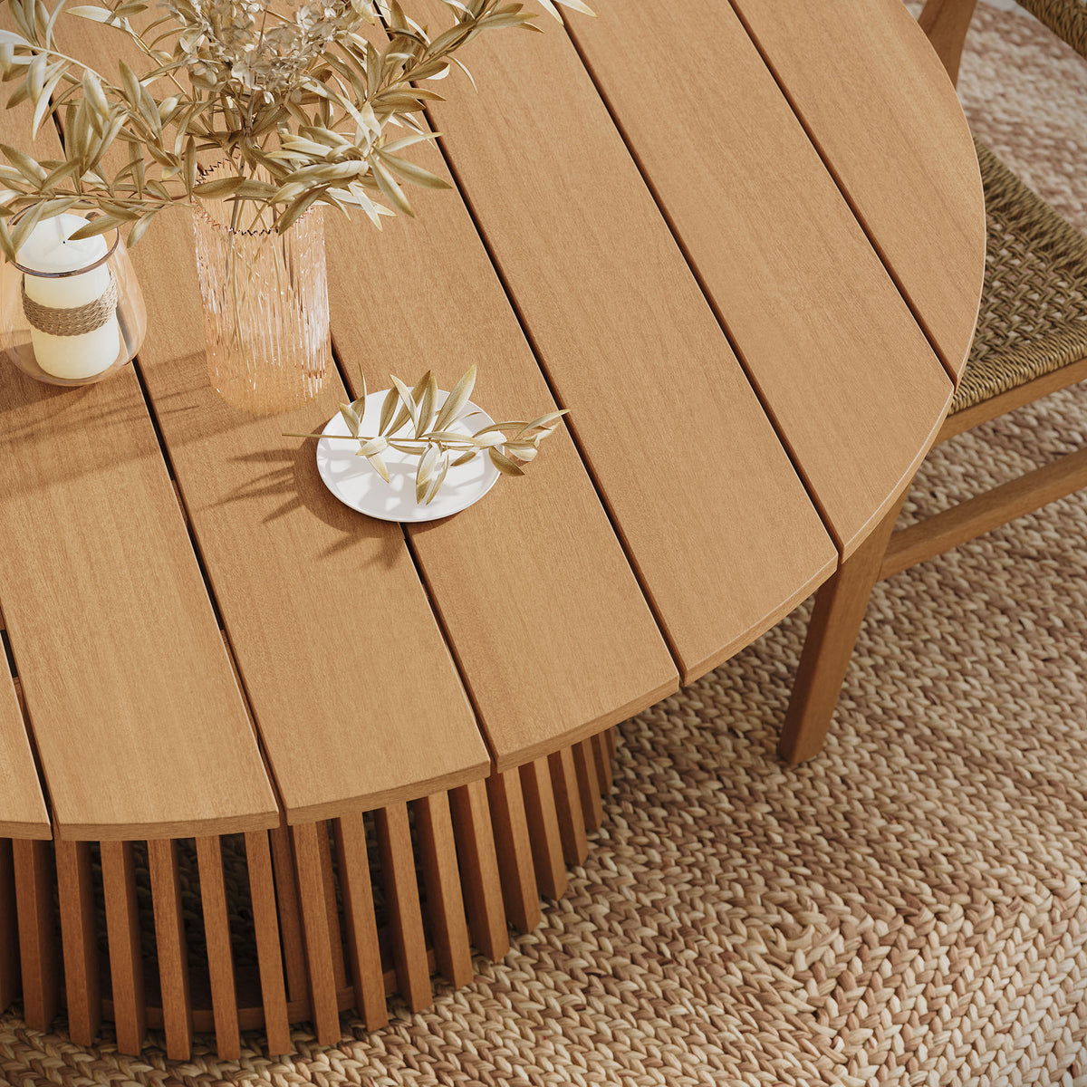 Reed 7-Piece Outdoor Patio Teak Wood Dining Set - Natural