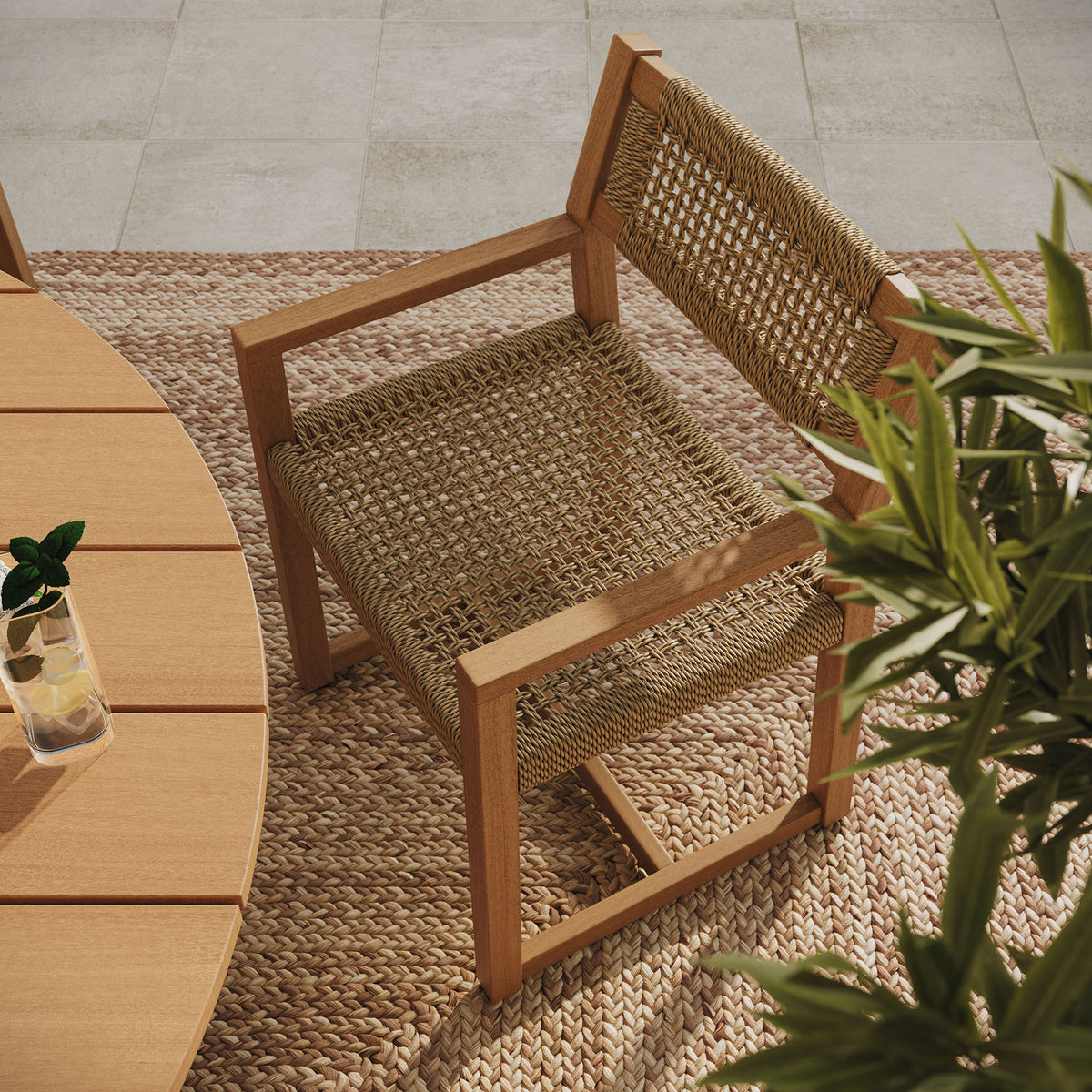 Reed 7-Piece Outdoor Patio Teak Wood Dining Set - Natural
