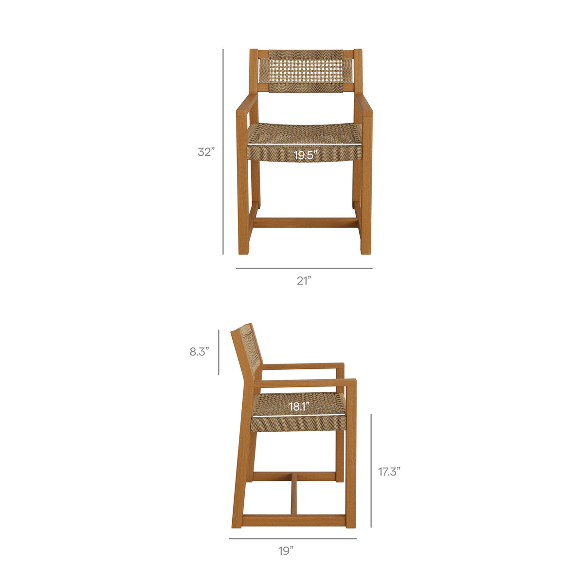 Reed 7-Piece Outdoor Patio Teak Wood Dining Set - Natural
