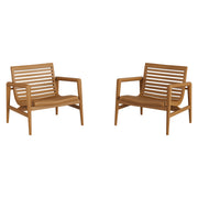 Hayden Outdoor Patio Teak Wood Armchairs Set of 2 - Natural